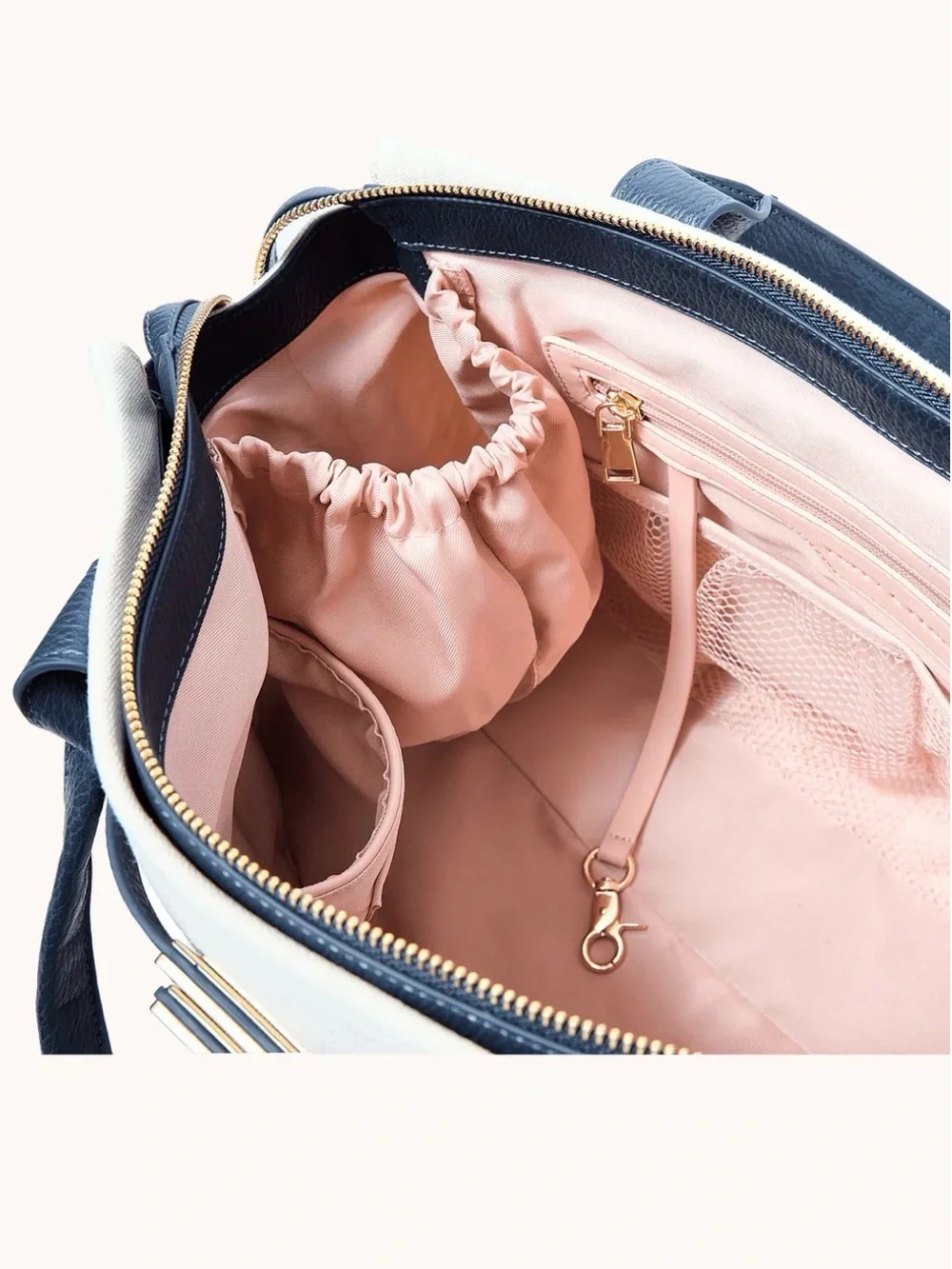 Poppy & Peonies Cream and Navy Structured Canvas Tote Bag & wallet (set) - Picture 6 of 10